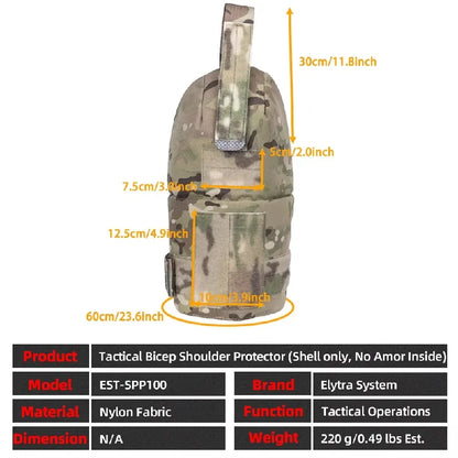 1 Pair Tactical Bicep Protector Mesh Comfortable Hunting Plate Carrier Shoulder Armor Adjustable Protection Accessories