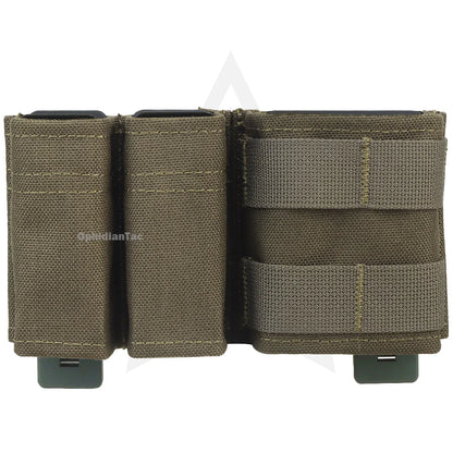 5.56 9mm 1+2 Magazine Pouch KYWI Wedge Insert Shorty MAG Bag MOLLE M4 G17 AR15 Airsoft Belt Vest Gear with Maclice Clip