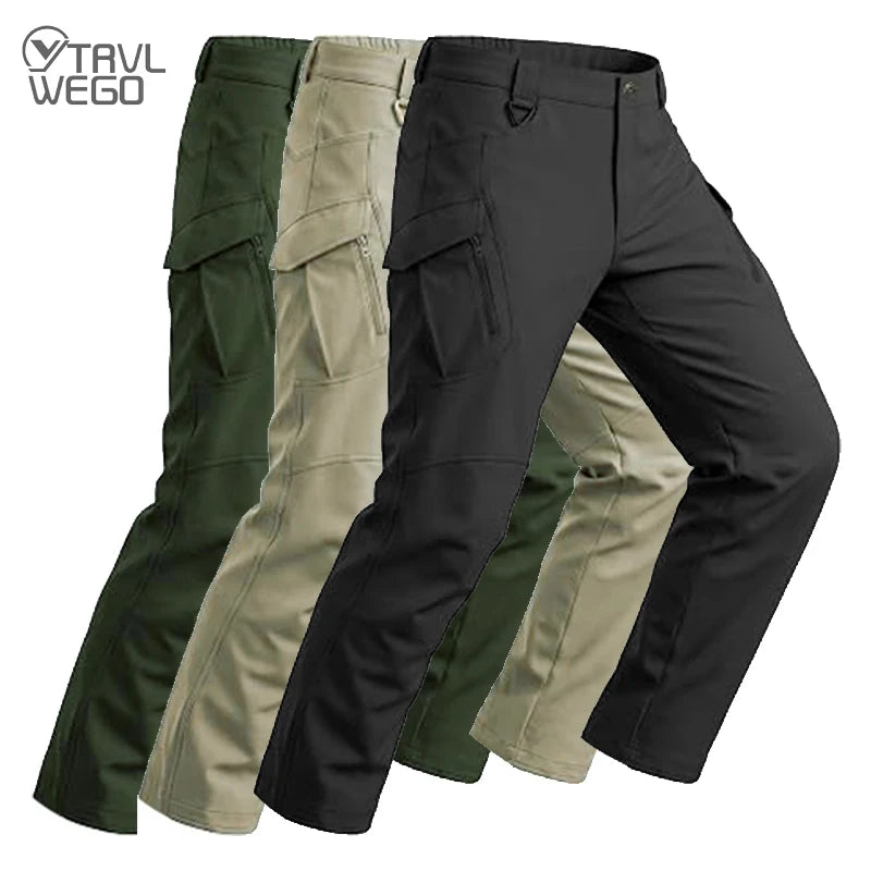 TRVLWEGO Men's Tactical Hiking Pants Spring Autumn Wear-Resistant 9 Pockets for Camping Fishing Hunting Climbing Trekking