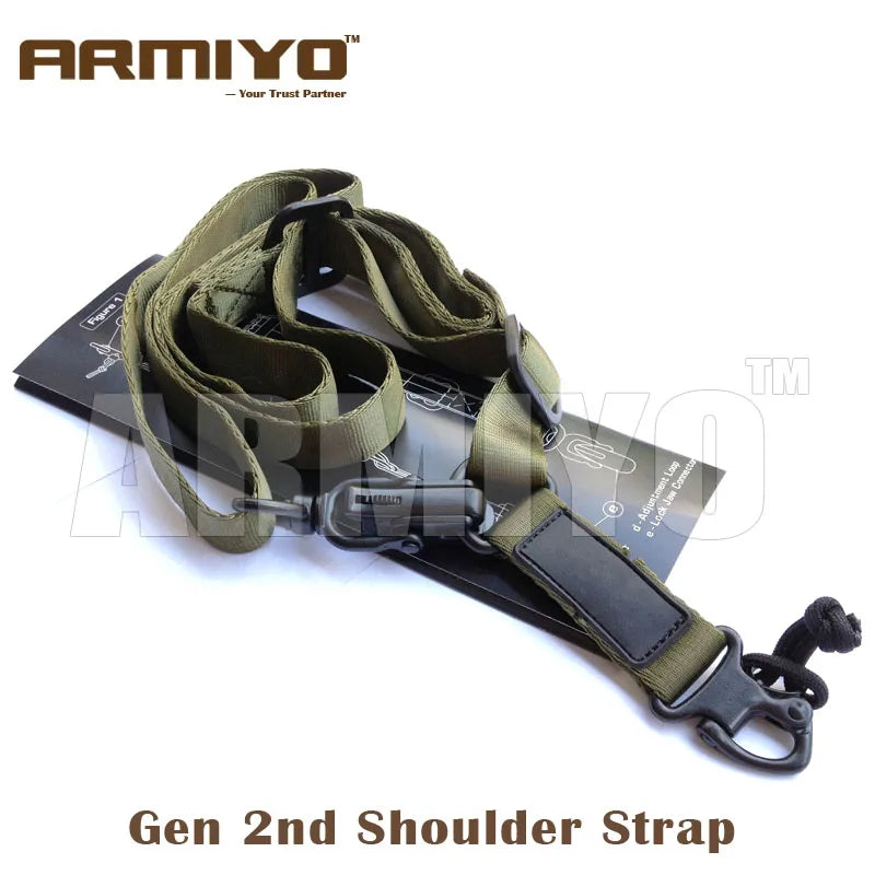 Armiyo Tactical Mission S2 S3 S4 Hunting Sling 2 Point Adjustable Shoulder Strap Belt Mount Carry Kettle Camera Scope Bag Box