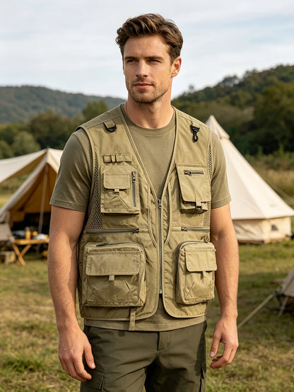 Vests Man Biker Vest Outdoor Sleeveless Top Hunting Work Summer Mesh Breathable Fishing Photography Men Women Coat