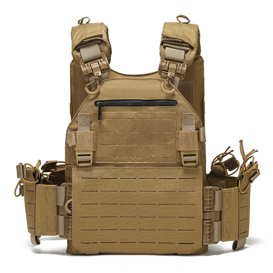 Multi Functional Quick Release Vest Laser Cutting MOLLE Hunting Vest Waterproof and Wear-Resistant Outdoor Training Vest