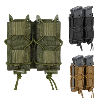 1pc MOLLE Mag Pouch FAST 9MM Double Mag Bag Hunting CS Games Air Soft Holder With Nylon Support Clip