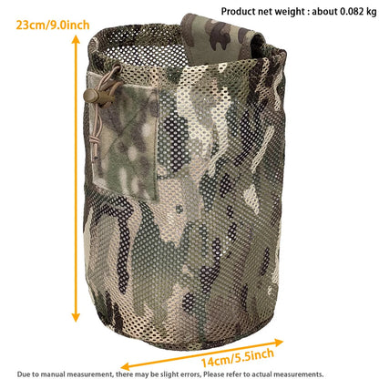 Tactical Roll-Up Mesh Dump Pouch Drawstring Foldable Net Bag Molle Tools Utility Pocket Hunting Airsoft Belt Accessories 500D