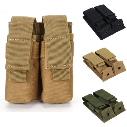 9mm Molle Double Pistol Magazine Pouch Mag Holster Flashlight Holder EDC Tool Waist Bag Vest Pouches Outdoor Hunting Accessories