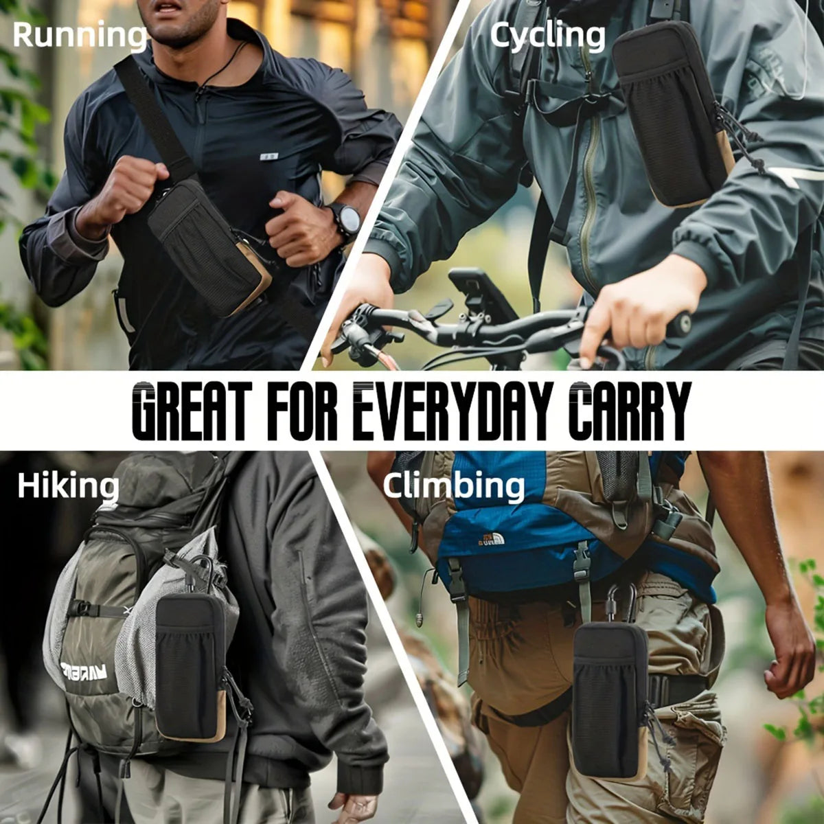 Black Outdoor Mountaineering and Hiking Multi-Functional Sports Waist Bag, Mobile Phone Bag, Outdoor Mountaineering Bag, 1 PC