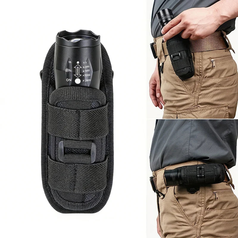 Tactical Flashlight Pouch 360 Degree Rotary Flashlight Holder Durable Hunting Lighting Accessory Camping Survival Kits