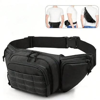 Tactics Outdoor Sports Waist Bag with Badge and Buckle, Hiking Bike Fishing Shoulder Bag Lightweight High Capacity Waist Bag
