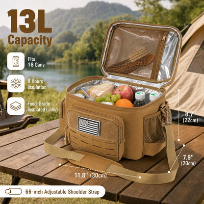 13L Tactical Thermal Cooler Hunting Bag Leakproof Insulated Durable Gear Storage Bag For Hunters Wild Field Trip Shooting Camping Fishing Outdoor Portable Insulated Food Carrier Bag
