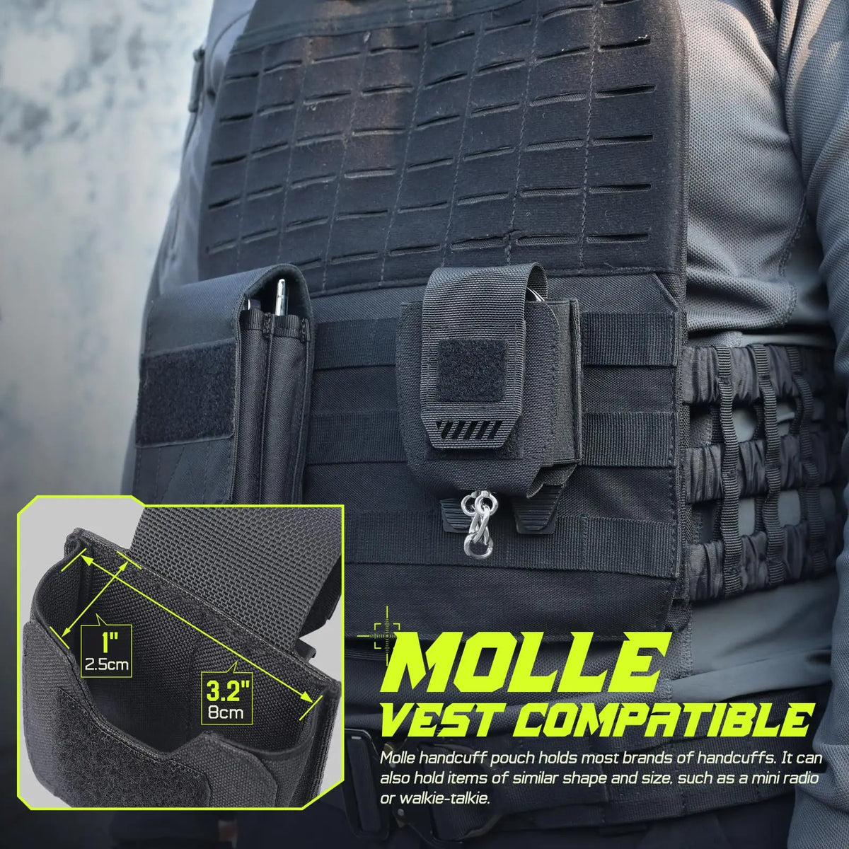 Tactical Molle Handcuffs Pouch Universal Handcuff Holster Duty Belt Vest Law Enforcement Outdoor Hunting Belt Pouch Bag