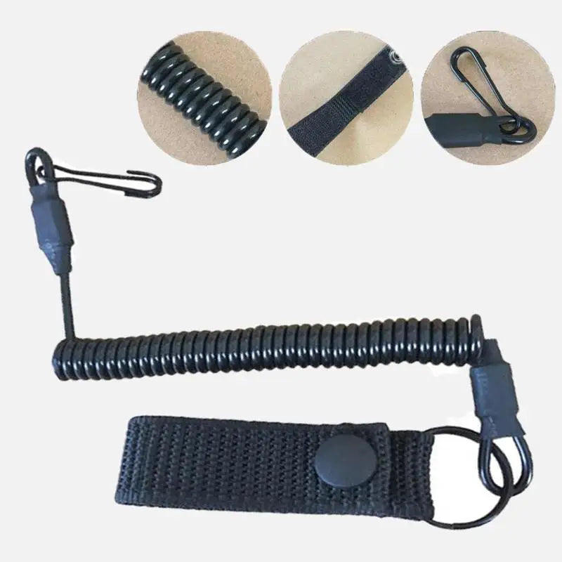 Anti-lost Elastic Lanyard Rope Oxford Spring Safety Strap Gun Rope For Key Ring Chain Flashlight Hunting Accessories