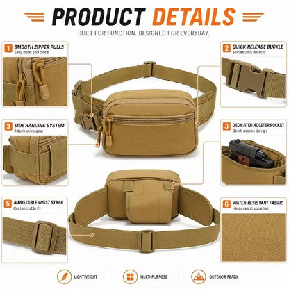 Tactical Waist Fanny Pack Concealed Carry Pistol Gun Bag Anti-Theft Hidden Gun Hip Bag Crossbody EDC Tool Bag for Hunting Hiking