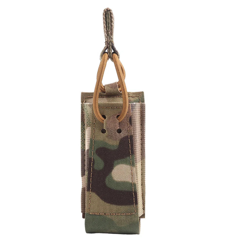 Tactical Single Pistol 9mm Magazine Pouch with Bungee Retention for Glock SIG P320 2011 HK MAG Bag Plate Carrier Charger Holder