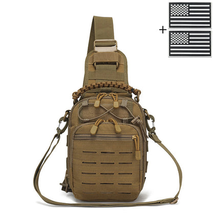 Laser MOLLE EDC outdoor hunting bag can be carried on one shoulder or diagonally, with a woven handle and a shoulder strap