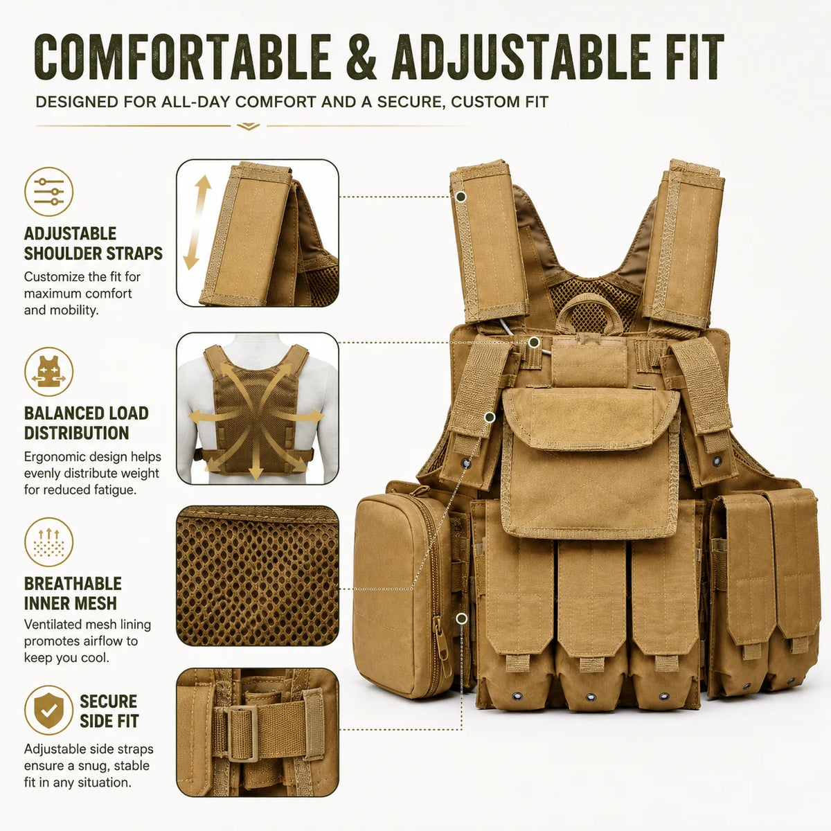 Woodland Breathable And Comfortable Adjustable Tactical Camouflage Hunting Vest