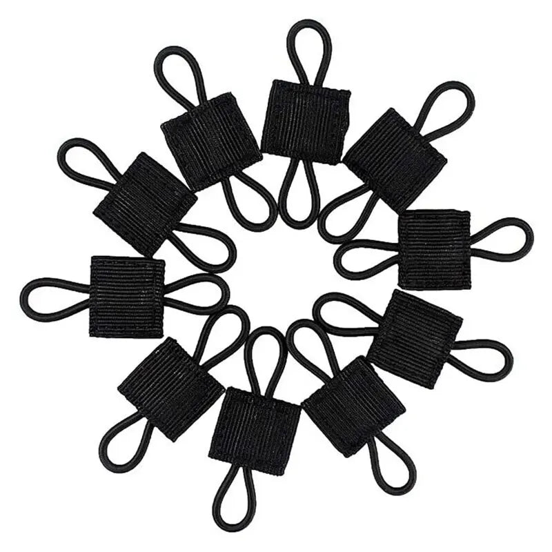 10PCS Black Outdoor Nylon Fastener Tactical Binding Retainer Elastic Molle Ribbon Buckle for Backpack Equipment Accessories