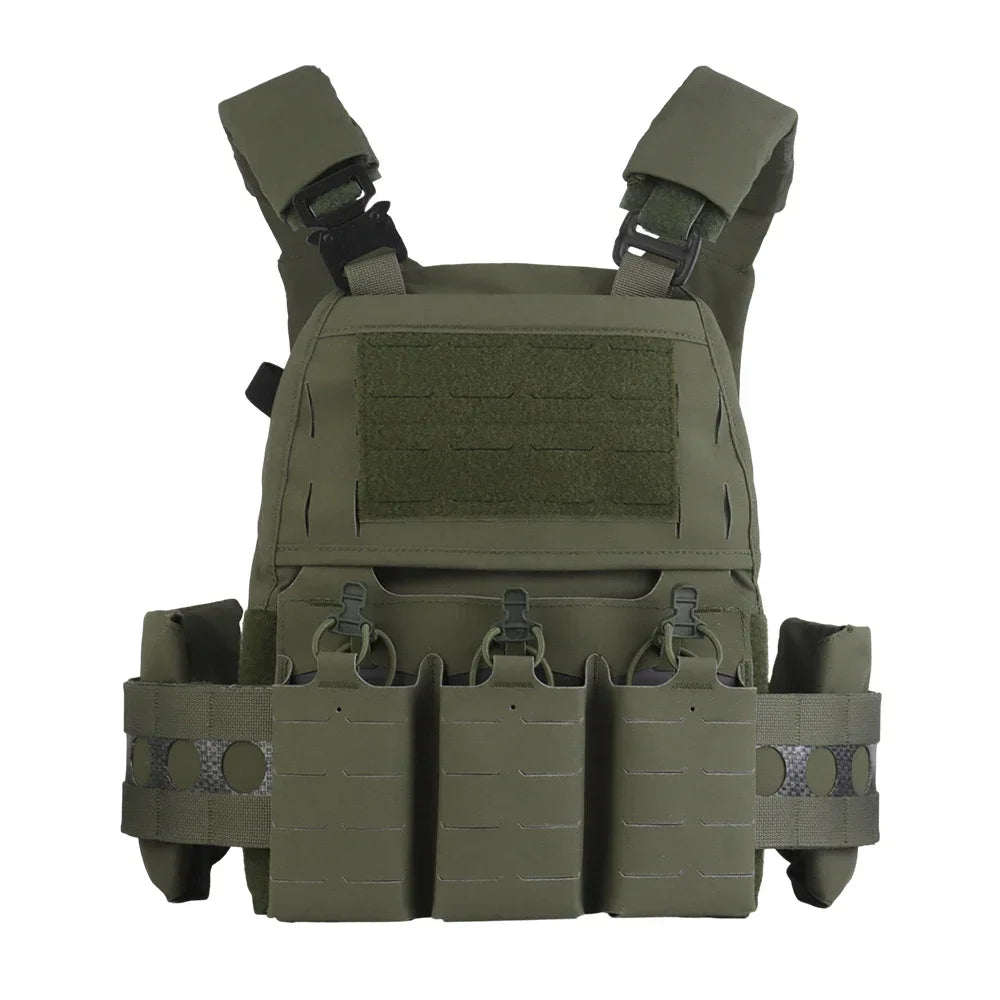 Portable MOLLE Airsoft V5 FCPC Tactical Vest Triple Magazine Pouch with Zip On Back Panel Banger Ferro Plate Carrier Hunting