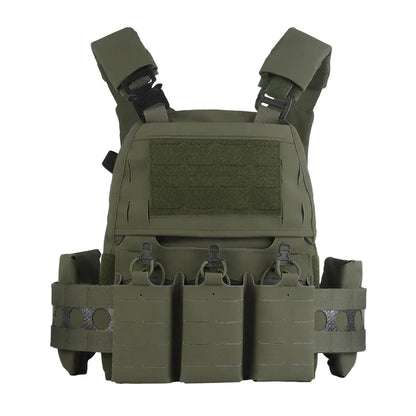 Portable MOLLE Airsoft V5 FCPC Tactical Vest Triple Magazine Pouch with Zip On Back Panel Banger Ferro Plate Carrier Hunting