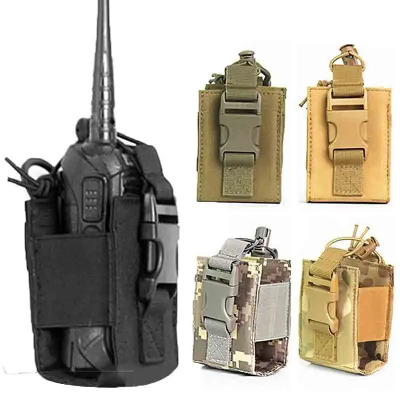 Nylon Talkie Case Adjustable Walkie Talkie Bag Molle Two Way Radio Holster Pouch Tactical Hunting Interphone Hanging Bag