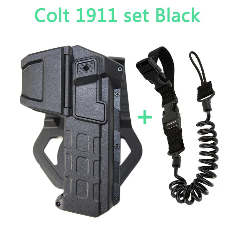 Movable Gun Holsters for Colt 1911 GlockG 17 18 Airsoft Pistol Gun Holster Fit Flashlight or Laser Mounted Right Hand with Sling
