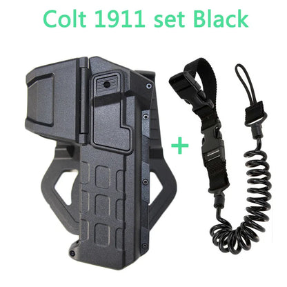 Movable Gun Holsters for Colt 1911 GlockG 17 18 Airsoft Pistol Gun Holster Fit Flashlight or Laser Mounted Right Hand with Sling