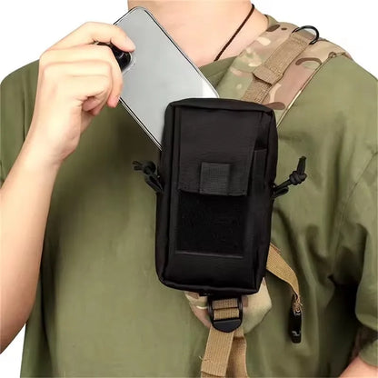 Compact Water Resistant MOLLE Shoulder Strap EDC Bag Multi-function Sundries Storage Pouch Wear-resistant Nylon Phone Flashlight