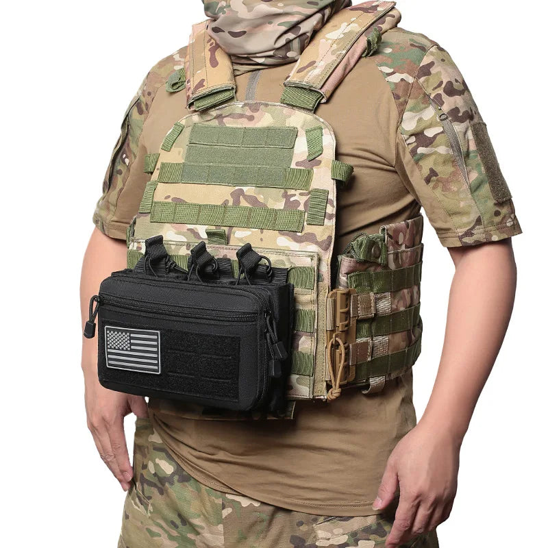 Tactical Magazine Pouch, Triple 5.56/7.62 Cartridge Holder Molle Accessory Bag for Vest, Chest Rig & EDC Gear, Hunting & Airsoft