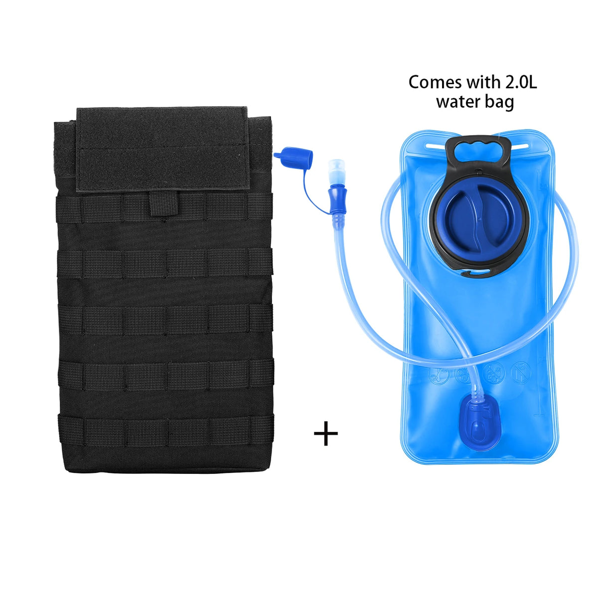 MOLLE Expansion System Accessories Water Bag Pack+2.0L Soft Water Bag Set Large Diameter Rotary Cap Bite Drinking Pipe