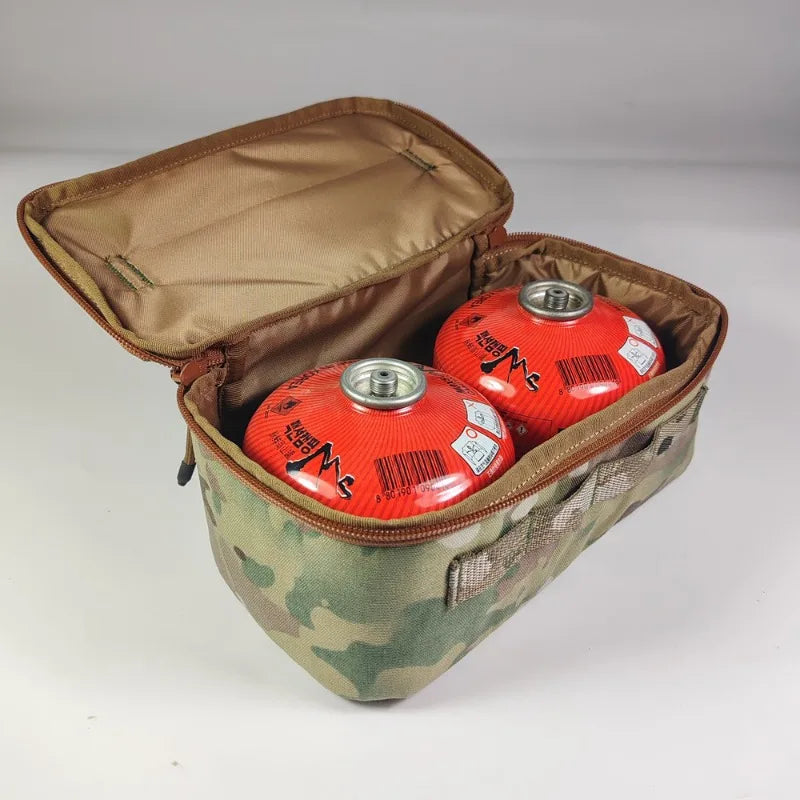 Tactical Outdoor Gas Canister Tool Storage Bag, Portable Hand‑carry Camping Cookware Organizer with Inner for Outdoor Camping