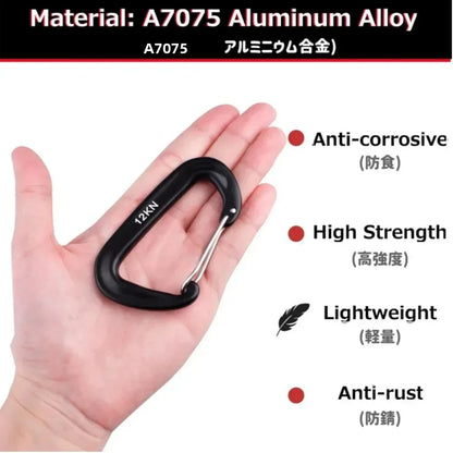 4PCS 12kN Carabiners Set D-type Heavy Duty Buckle Hook Outdoor Aluminum Clips For Hammock Camping And Hiking