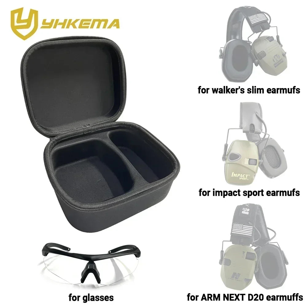 YHKEMA Hard Shell Shockproof Protective Storage Bag Carrying Case for Howard Leight Impact Sport/WK Electronic Shooting Earmuff