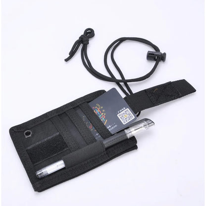 Tactical ID Card Holder with Lanyard Outdoor Tour Guide Badge Holders Hook Loop Patch Travel Pouch Pen Purse