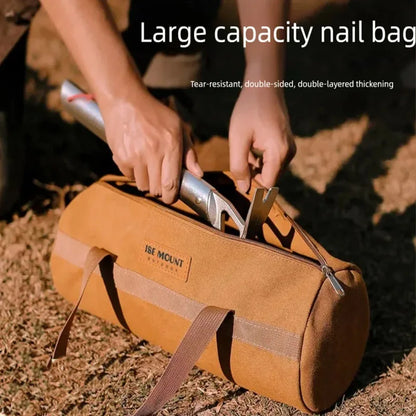 Camping Tools Storage Bag Large Capacity Cylinder Tent Stake Bag Lightweight Tent Peg Ground Nail Holder Bag for Outdoor Camping