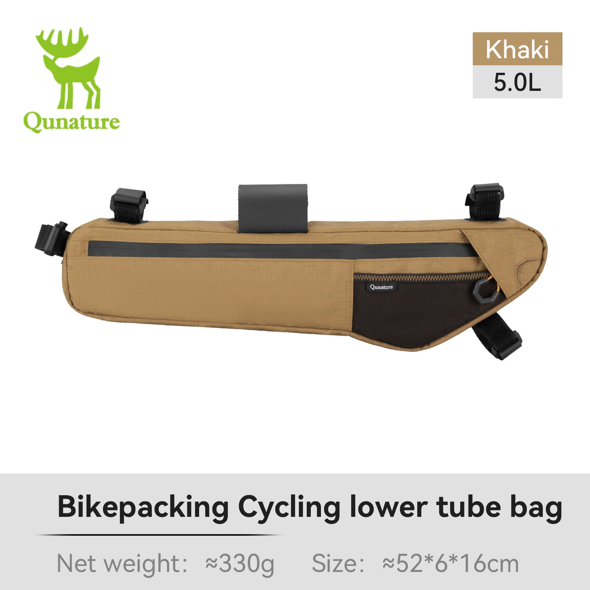 Qunature Bicycle Bag Down Tube Bag Waterproof Wear-Resistant Stable Mounting Front Frame Bag for Road Mountain & Touring Bikes
