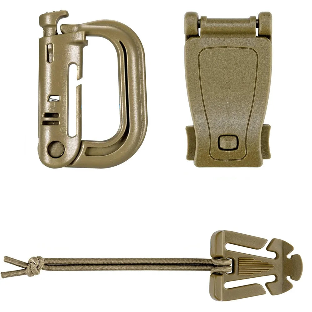 30pcs Attachments for Molle Bag Backpack Vest Belt D-Ring Locking Gear Clip Web Dominator Elastic Strings