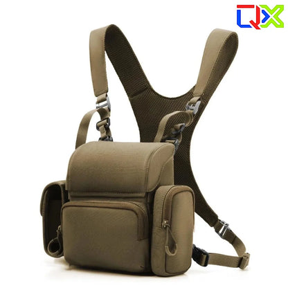 QX Tactical Binocular Harness Chest Pack MOLLE Multi Pocket Hunting Bag Rangefinder Pouch Outdoor Bird Watching Hiking Gear