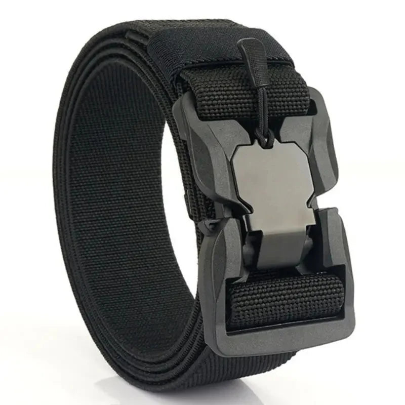 New Tactical Belt Magnetic Buckle Quick Release Elastic Belt Casual Nylon Tooling Training Belt Men's Trousers Belt