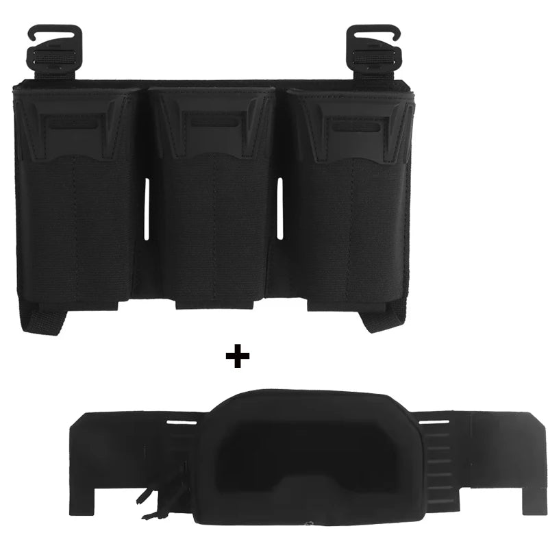 Tactical K-Zero Plate Carrier MOLLE Front Storage BagMulti-Caliber 556 9MM Triple Mag Pouch And Outer Layer Admin Pouch