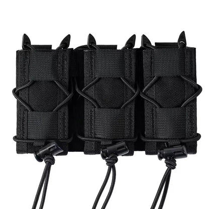Tiger Style Short Triple Quick Draw 9mm Mag Pouch MOLLE Compatible Tactical Storage Pouch For Belt Vest Outdoor Airsoft Accessor