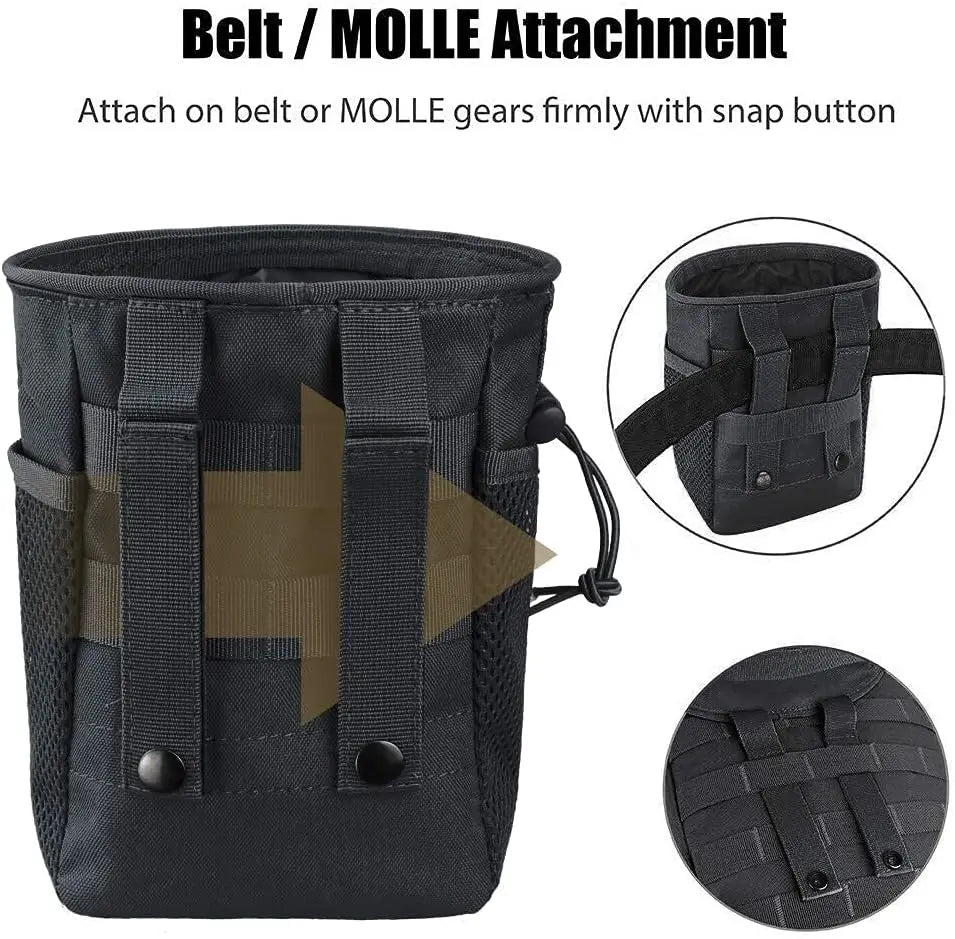 Outdoor Molle Drawstring Magazine Dump Pouch Adjustable Utility Belt Fanny Hip Holster Bag Outdoor Ammo Storage Pack
