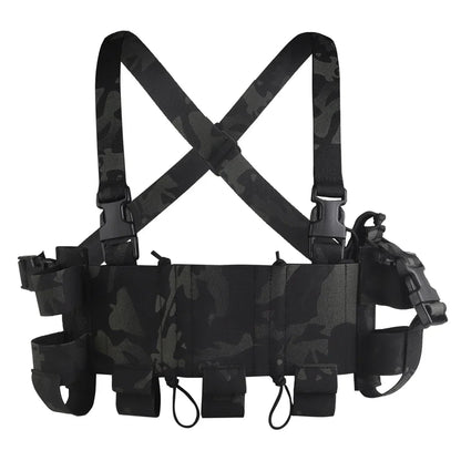 POSEIDON DEFENSE WG Minimalistic Multi-Mission Chest Rig Kit With 5.56 SMG 9MM Triple Magazine Pouch Genade Radio Holster