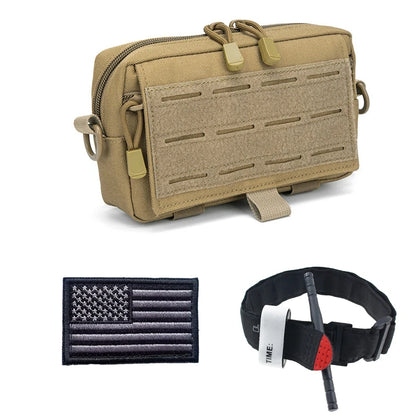 3pcs/set Tactical Molle Admin Pouch Outdoor Sports EDC Bag Utility Laser Cut Emergency Tool Pouch First Kit Storage Bag