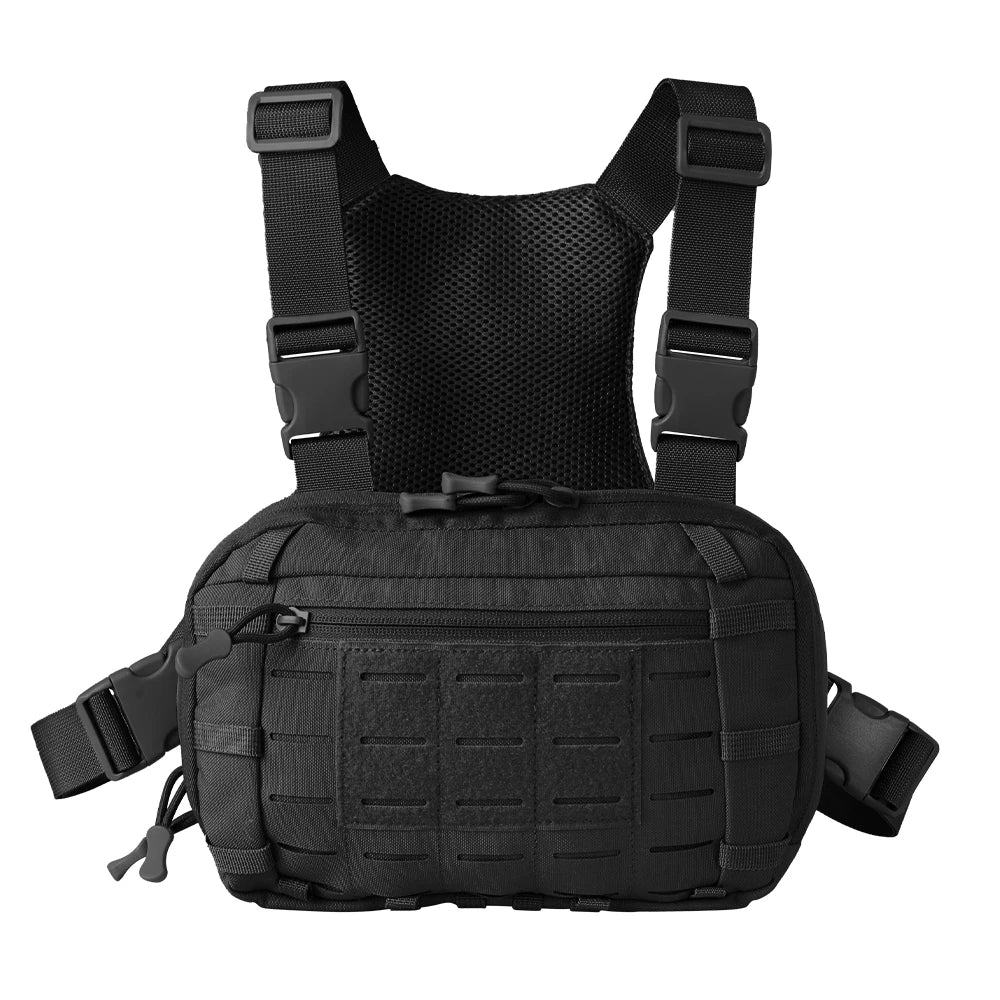 Tactical Chest Pack with Gun Holster EDC Chest Bag Utility Molle Chest Rig Pouch with Compartment Adjustable Strap Outdoor Bag