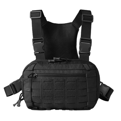 Tactical Chest Pack with Gun Holster EDC Chest Bag Utility Molle Chest Rig Pouch with Compartment Adjustable Strap Outdoor Bag