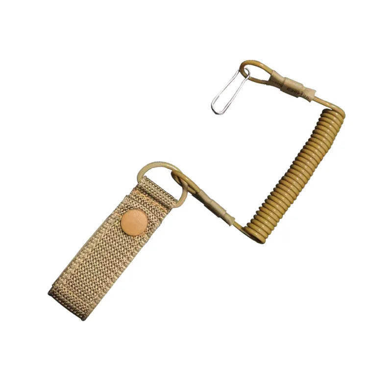 Tactical Anti-lost Elastic Lanyard Anti-theft Anti-cut Outdoor Spring Seat Belt Gun Rope Key Ring Flashlight Accessories