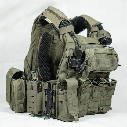 Tactical Quick-Release Vest Set Airsoft Adjustable Flame-Retardant Compact Vest with Magazine Pack Walkie-Talkie Bag for Hunting