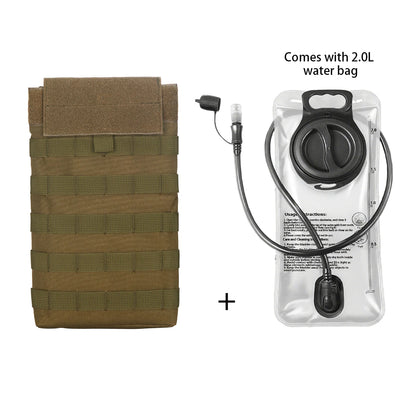 MOLLE Expansion System Accessories Water Bag Pack+2.0L Soft Water Bag Set Large Diameter Rotary Cap Bite Drinking Pipe
