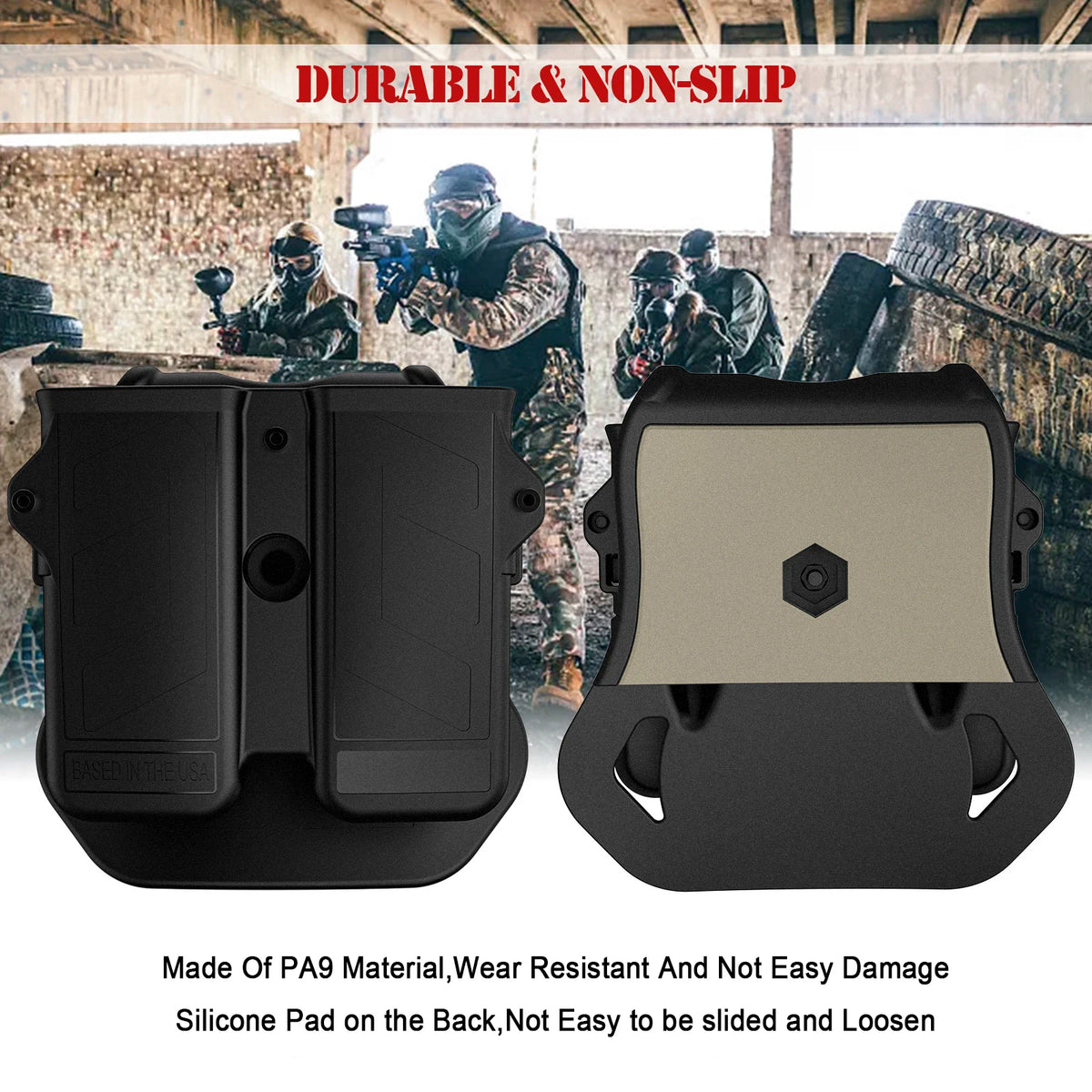 Double Mag Holder, Universal Mag Holder for 9mm 10mm .40 .45 Single & Double Stack Mag Pouch