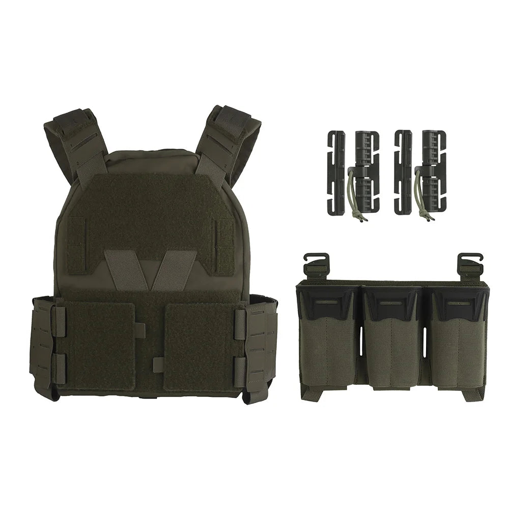Tactical Sub-Zero Plate Carrier Modular  Molle Vest with MultiCaliber 9MM 6Pcs Long Mag/5.56 Triple Magazine Pouch