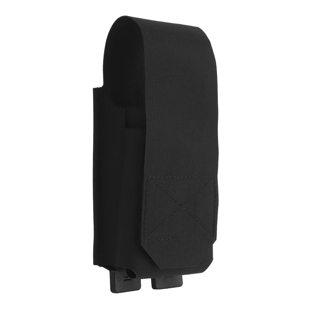 Flip-top front and rear 5.56 magazine pouch covers with MOLLE inserts to fit 5.56 magazines.